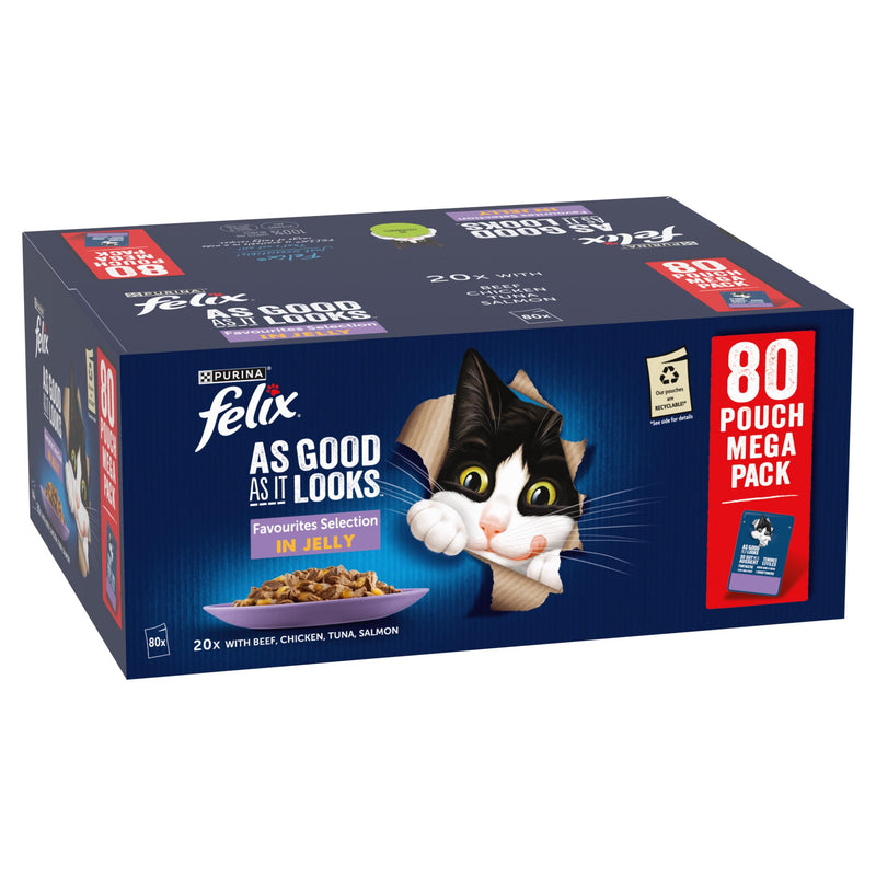 Felix wet cat food pouch selection 80 x 85g - British product