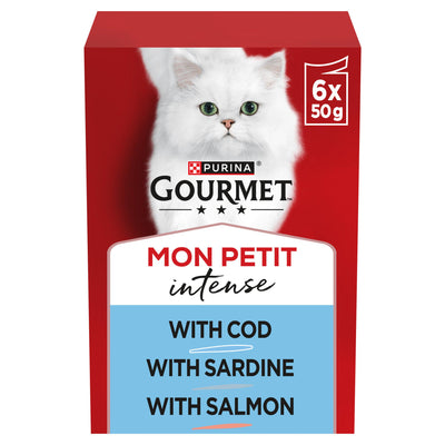 Sainsburys Gourmet Mon Petit Fish Variety Cod, Sardine & Salmon Wet Cat Food 6 x 50g- Buy online at McGrocer