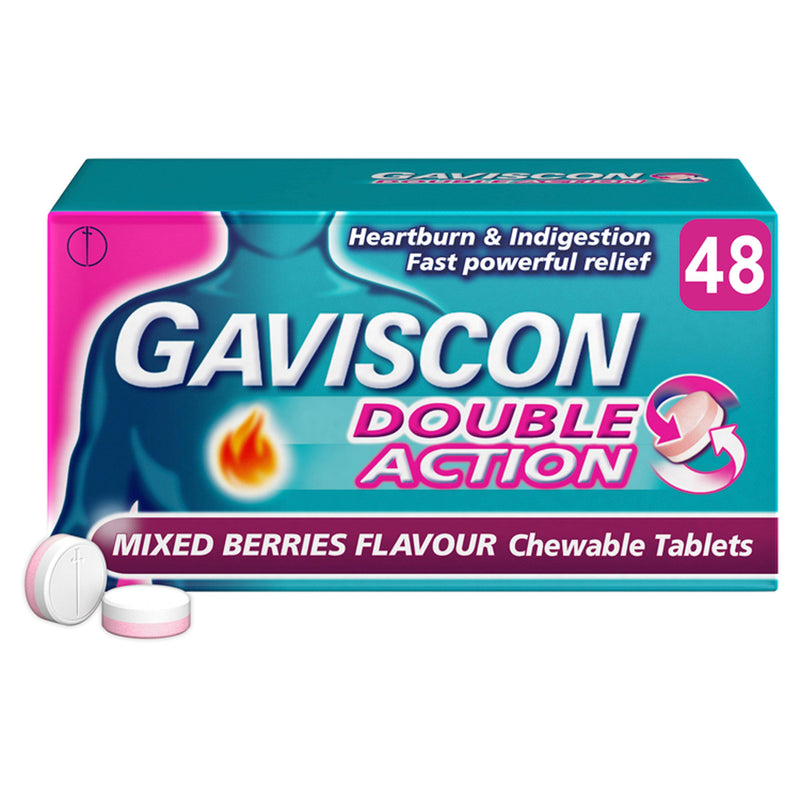 Gaviscon Double Action mixed berries chewable tablets 48, UK version