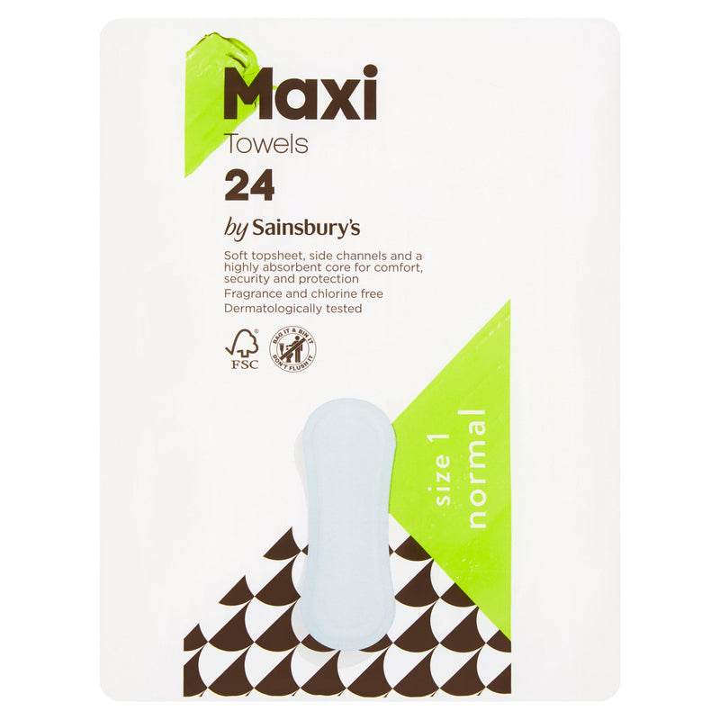 Sainsbury's maxi towel normal 24 pack, UK version