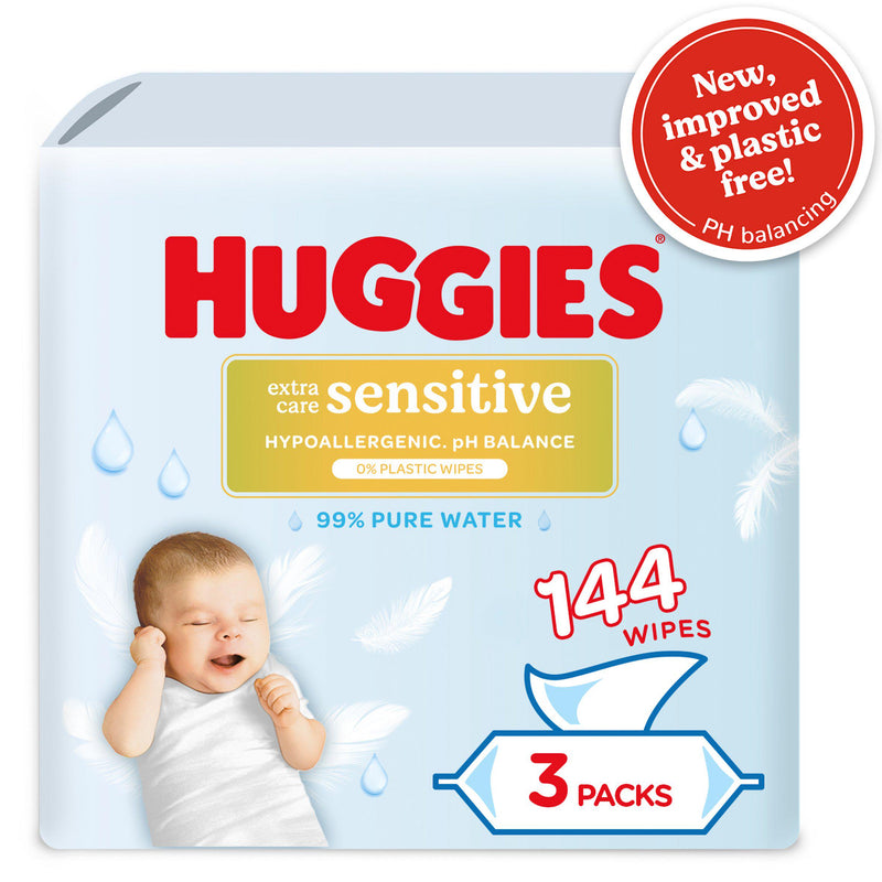 Huggies Pure Extra Care Sensitive baby wipes 144 pack, UK version