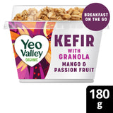 Yeo Valley organic kefir with granola mango and passion fruit 180g, imported from the UK