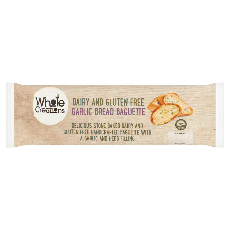 Wholecreations Dairy & Gluten Free Garlic Bread Baguette 190g (British brand)