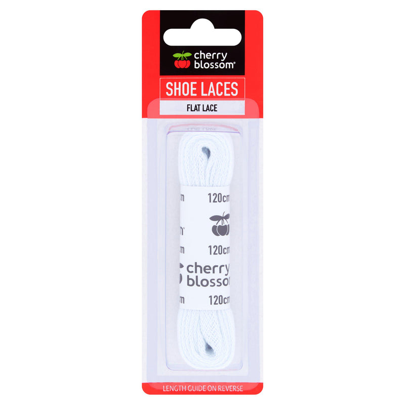 Cherry Blossom Flat Lace White Shoelaces 120cm - British product