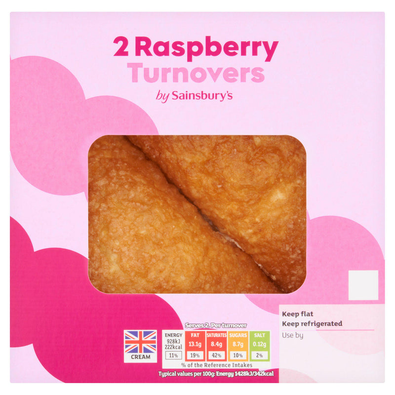 Sainsbury's raspberry turnovers 2 x 65g, UK version