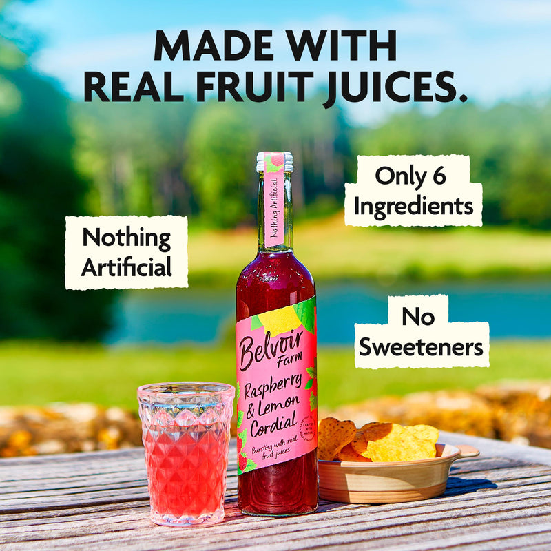 Belvoir Farm Raspberry & Lemon Cordial 500ml, imported from the UK