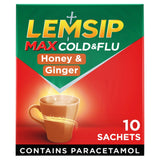 Lemsip cold relief sachets honey and ginger flavour x10, imported from the UK
