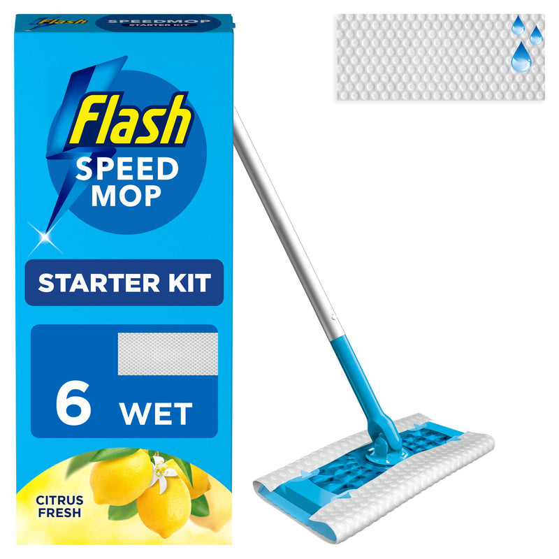 Flash Speedmop floor cleaner starter kit with 6 wet refills - British product