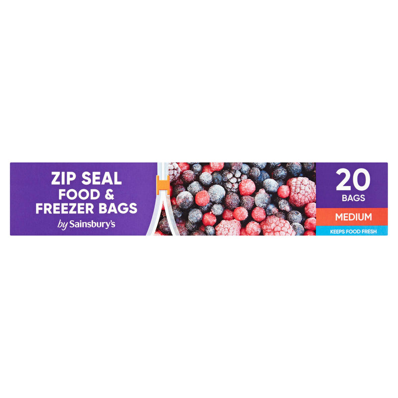Sainsbury's food bags medium zip seal 20 pack, UK version