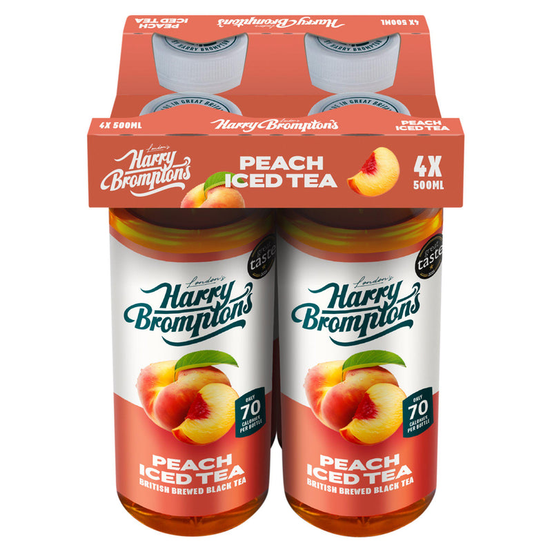 Harry Brompton's 4 x 500ml Peach Iced Tea London's British Brewed Black Tea