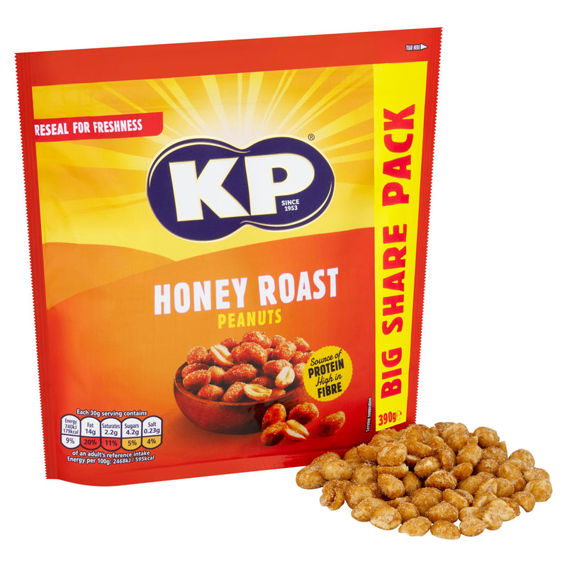 KP honey roast peanuts 390g, imported from the UK