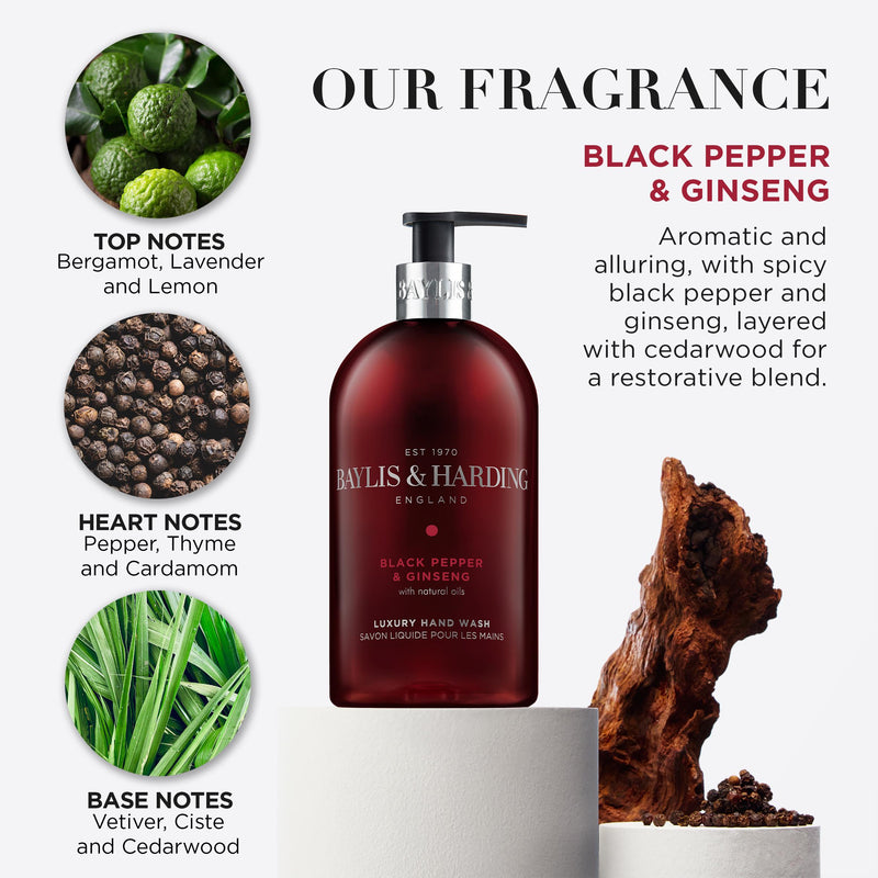 Baylis & Harding Signature Black Pepper & Ginseng Hand Wash 500ml, UK version