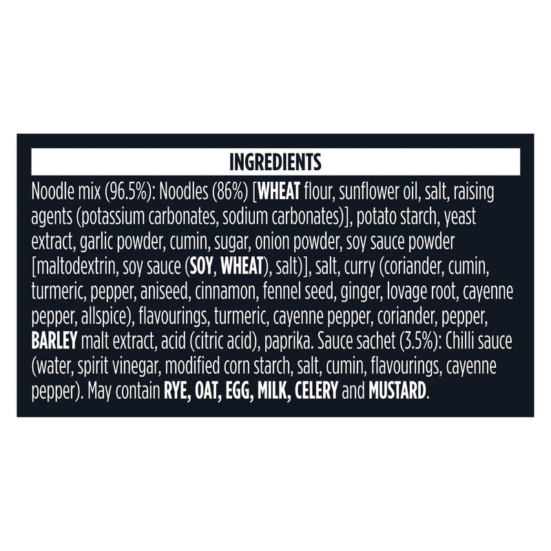 Pot Noodle Bombay Bad Boy instant block noodles 115g, UK version