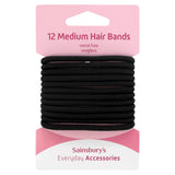 Sainsbury's No Damage Hair Bands Medium Black x12 (British brand)