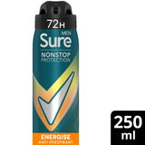 Sainsburys Sure Men Nonstop Protection Energise Anti-Perspirant Deodorant Spray 250ml- Buy online at McGrocer