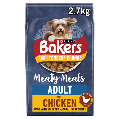 Sainsburys Bakers Meaty Meals Adult Dry Dog Food Chicken 2.7kg- Buy online at McGrocer