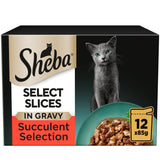 Sainsburys Sheba Select Slices Succulent Selection in Gravy Wet Cat Food Pouches 12 x 85g- Buy online at McGrocer