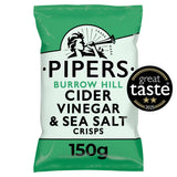 Pipers cider vinegar and sea salt crisps 150g, imported from the UK