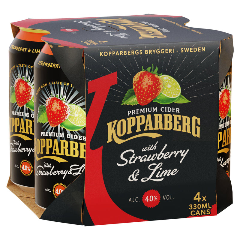 Kopparberg Premium Cider Strawberry Lime 4x330ml, UK version
