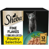Sainsburys Sheba Fine Flakes Poultry in Jelly Wet Cat Food Pouches 12 x 85g- Buy online at McGrocer