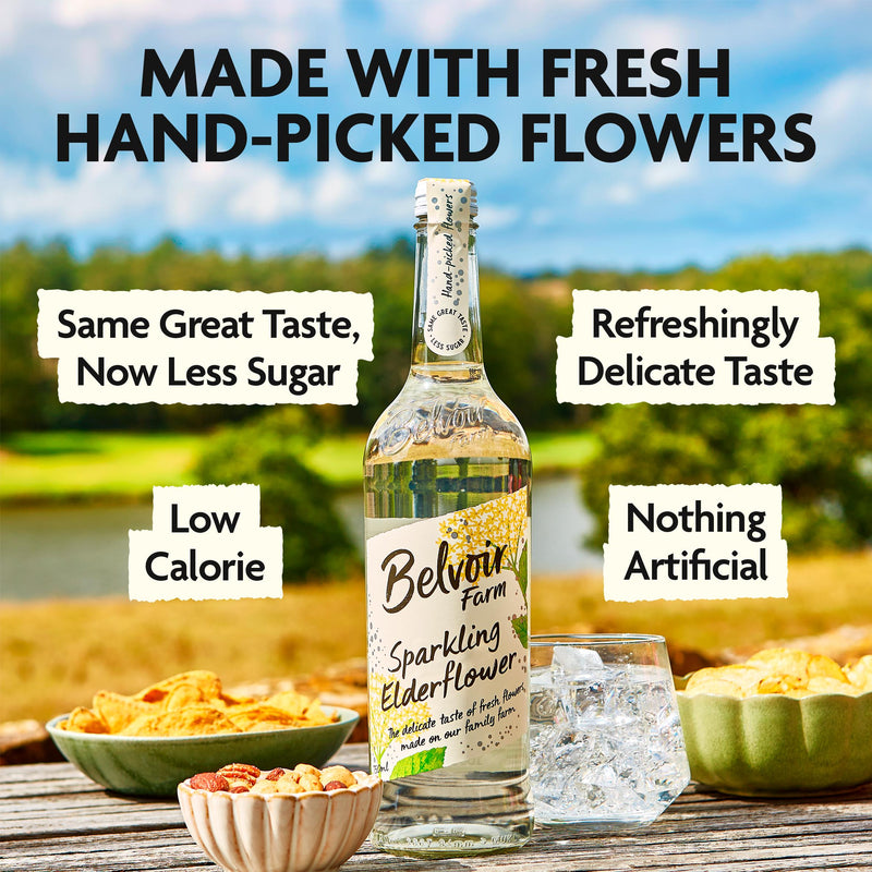Belvoir Farm sparkling elderflower drink 750ml (British brand)