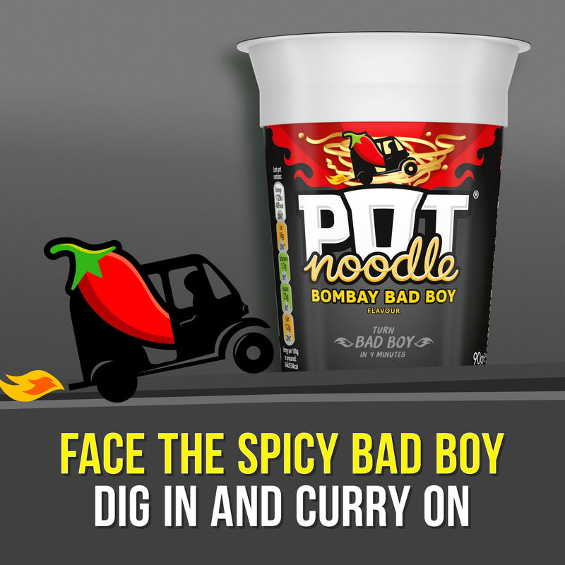Pot Noodle Bombay Bad Boy instant noodle pot 90g, UK version
