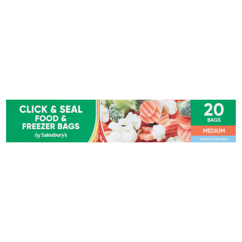 Sainsbury's food and freezer bags medium reseal 30x26cm pack of 20, UK version