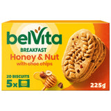 Sainsburys Belvita Honey & Nut with Chocolate Chips Cereal Snack Bars 5 x 45g- Buy online at McGrocer