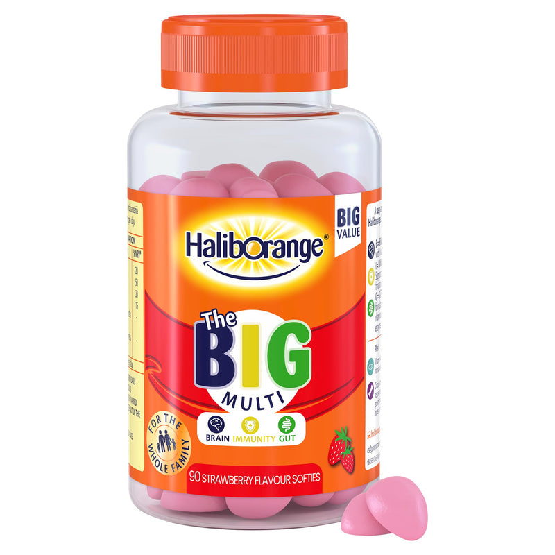 Haliborange Big Multi strawberry flavour gummies 90 count, UK version
