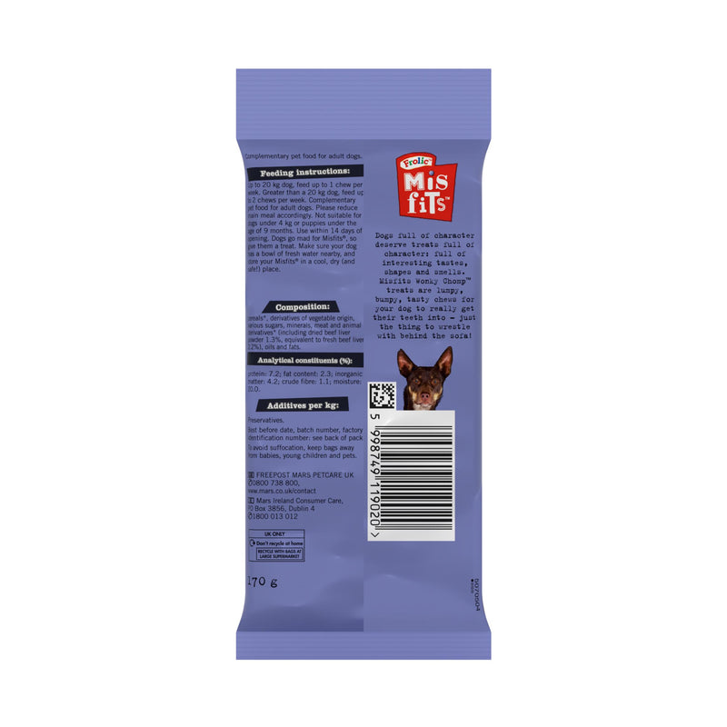 Misfits Wonky Chomp beef liver dog treats 170g, UK version