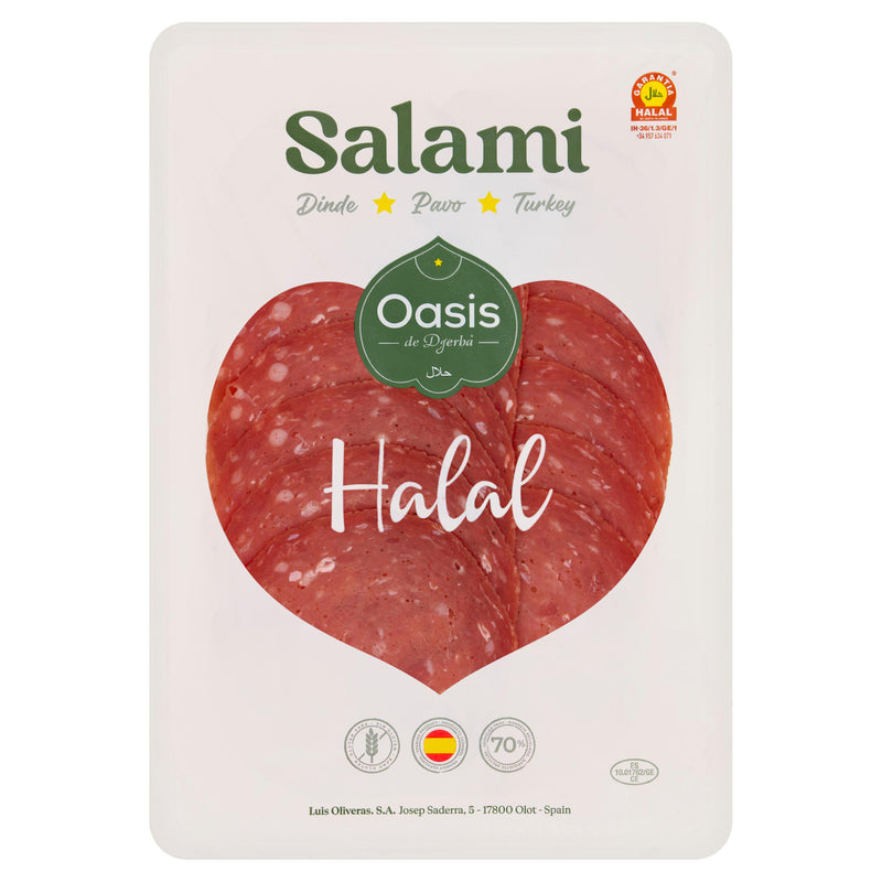 L'Oasis de Djerba halal turkey salami 80g, imported from the UK