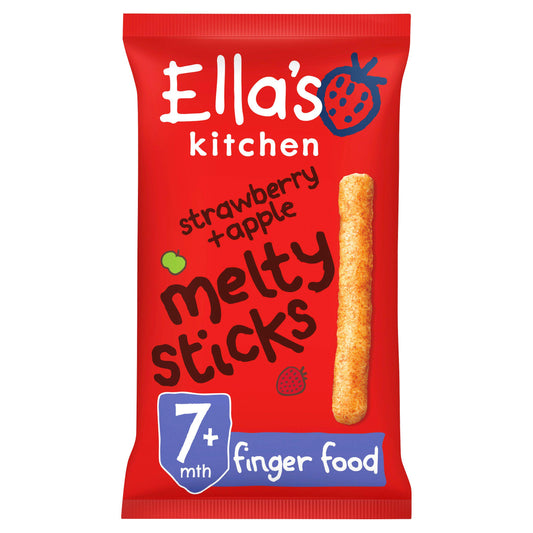 Ella's Kitchen Organic Strawberry & Apple Melty Sticks Baby Snack 7+ Months 16g GOODS Sainsburys   