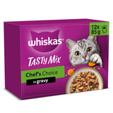Sainsburys Whiskas 1+ Chef's Choice Mix in Gravy Adult Wet Cat Food Pouches 12 x 85g- Buy online at McGrocer