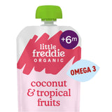 Sainsburys Little Freddie Organic Good for Brains Coconut & Tropical Fruits Baby Food Pouch with Omega 3 6+ Months 90g- Buy online at McGrocer
