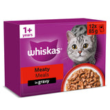 Sainsburys Whiskas 1+ Meaty Meals Pouches in Gravy Adult Wet Cat Food 12 x 85g- Buy online at McGrocer