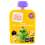 Sainsbury's organic baby puree pear prune banana 70g, UK version