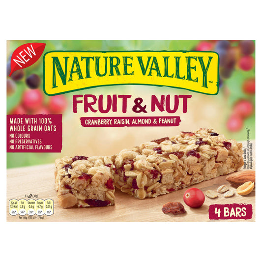 Nature Valley Fruit & Nut Cranberry Raisin Almond & Peanut Bars 4x30g GOODS Sainsburys   