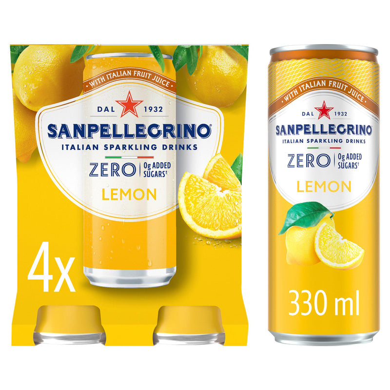 San Pellegrino Sparkling Lemonade Zero 4 x 330ml (British brand)