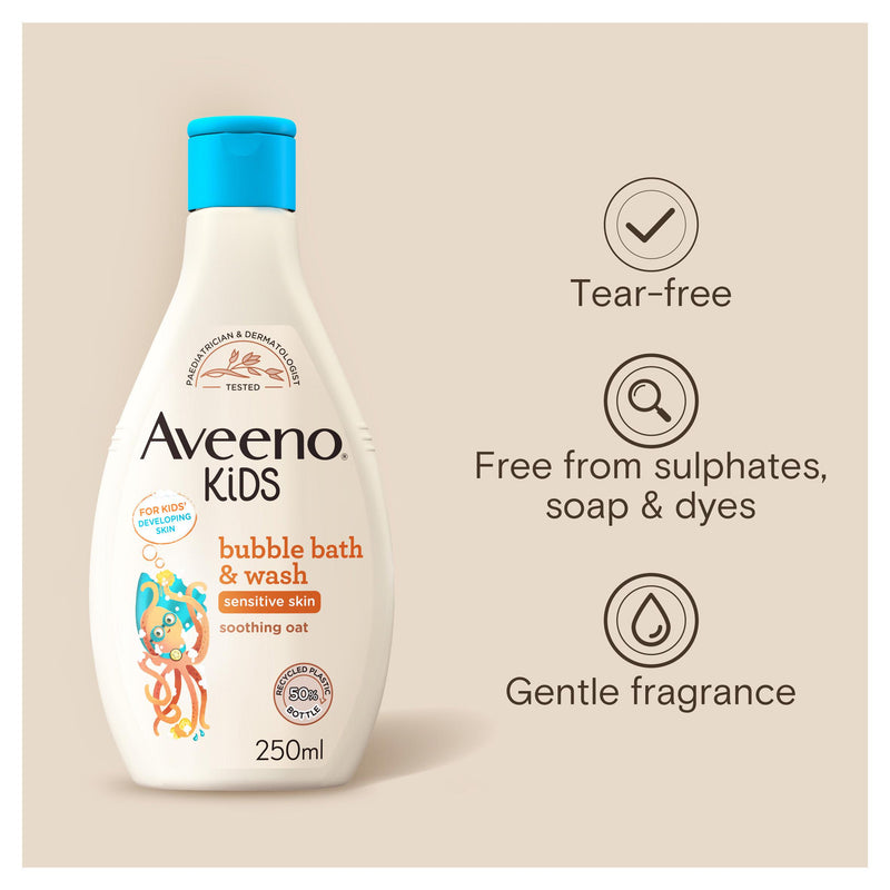 Aveeno Kids Bubble Bath Oat Extract 250ml (British brand)