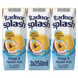 Radnor Splash orange passion fruit flavoured water 3x250ml, imported from the UK