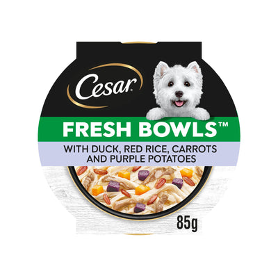 Sainsburys Cesar Fresh Bowl Adult Wet Dog Food with Duck, Red Rice, Carrots, Potato in Gravy 85g- Buy online at McGrocer