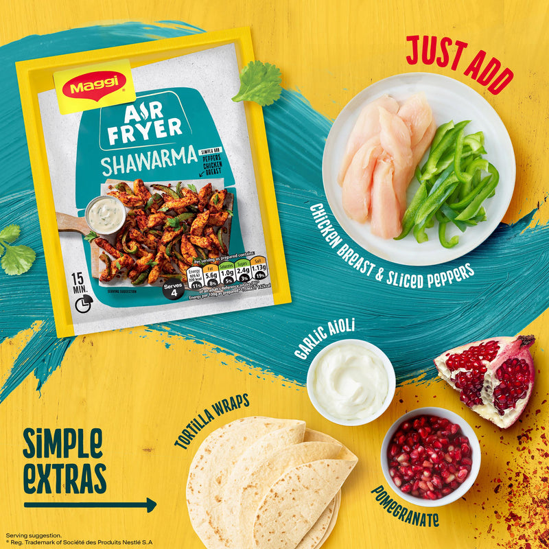 Maggi Air Fryer Shawarma Recipe Mix 25g, imported from the UK
