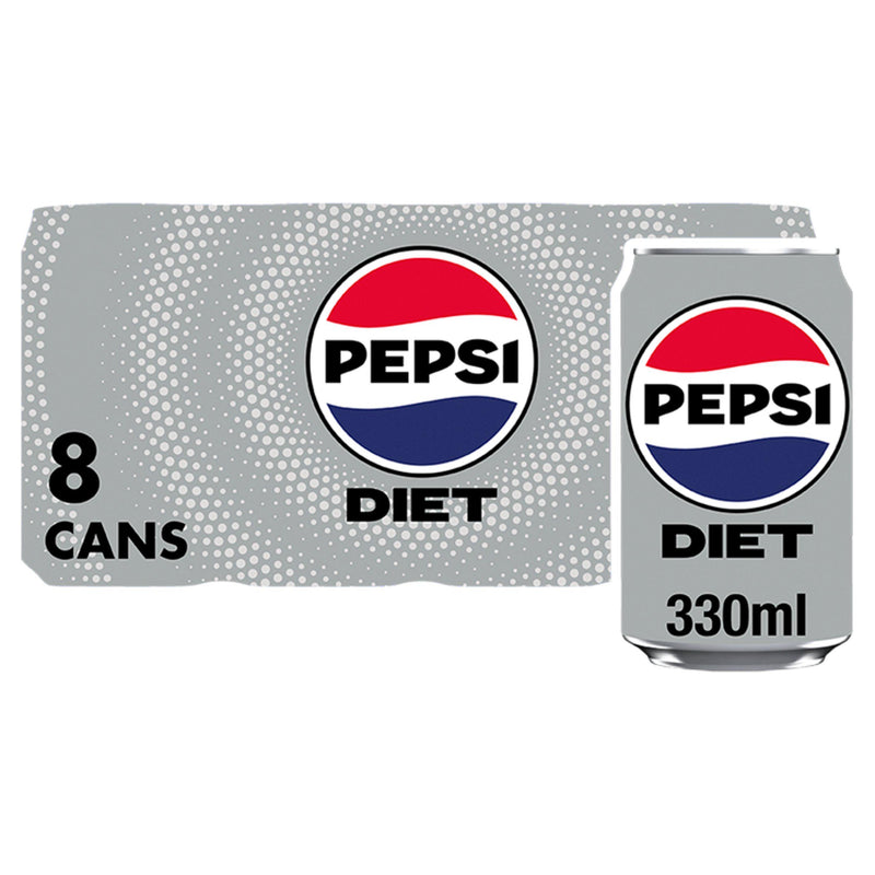 Diet Pepsi cans 8x330ml (British brand)