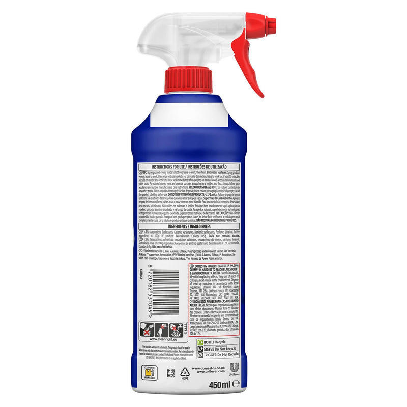Domestos toilet and bathroom cleaner spray Arctic Fresh 450ml, UK version