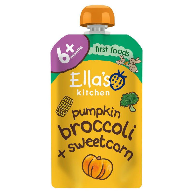 Ella's Kitchen organic pumpkin broccoli sweetcorn baby food pouch 120g - British product