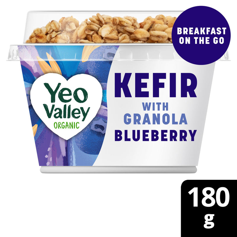 Yeo Valley Organic Kefir Blueberry Granola Pot 180g (British brand)