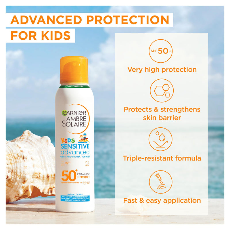 Garnier Ambre Solaire Kids Sensitive Sun Mist SPF50 150ml - British product