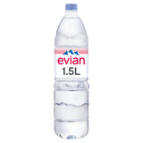 Evian natural mineral still water 1.5L, imported from the UK