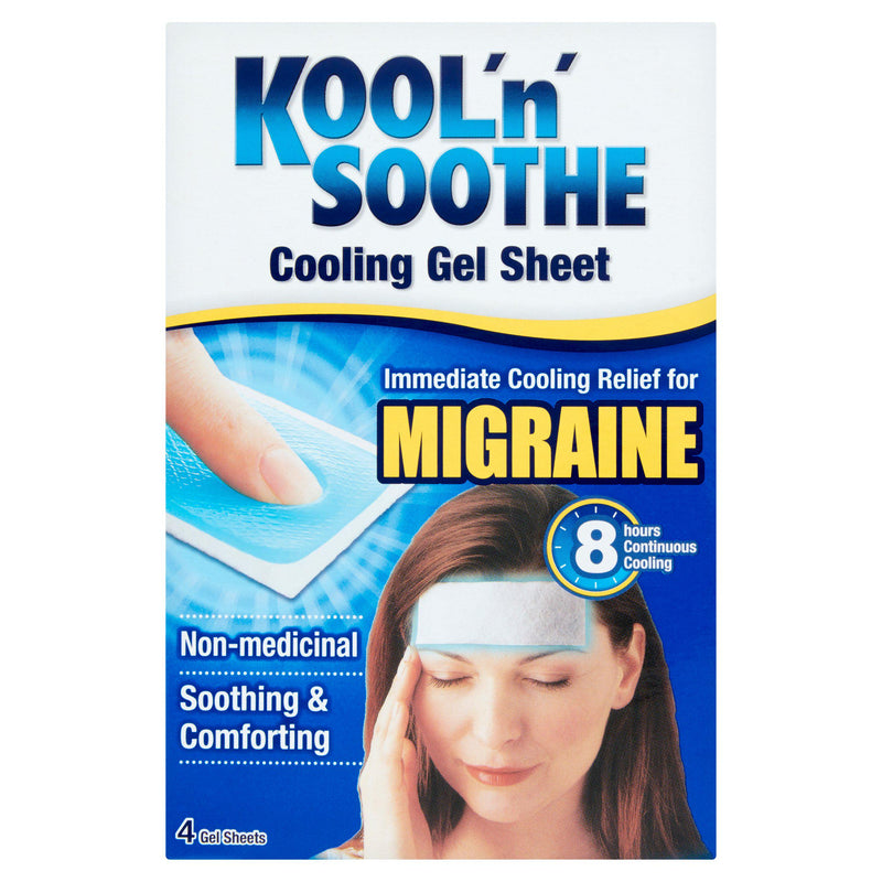 Kool 'N' Soothe Migraine cooling gel sheets 4 pack (British brand)