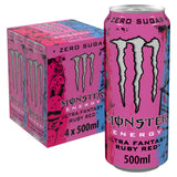 Sainsburys Monster Ultra Fantasy Ruby Red Zero Sugar Energy Drink 4 x 500ml- Buy online at McGrocer
